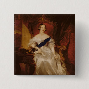 Portret van Koningin Victoria Vierkante Button 5,1 Cm