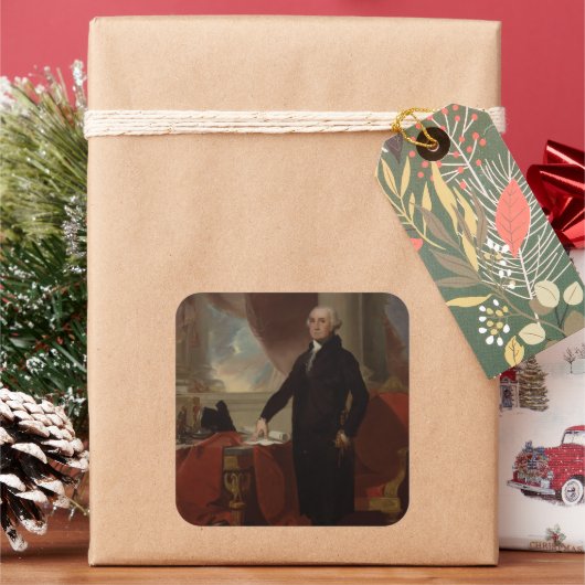 Portret van Lansdowne: Amerikaans President George Vierkante Sticker (Feestdagen)