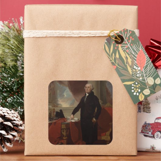 Portret van Lansdowne: Amerikaans President George Vierkante Sticker (Feestdagen)