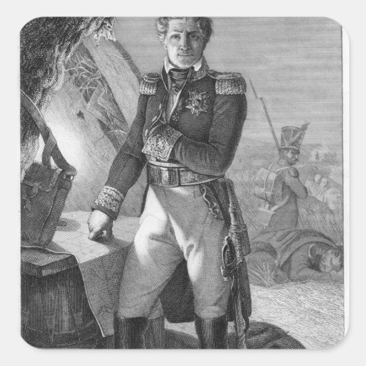 Portret van Laurent de Gouvion Saint-Cyr Vierkante Sticker (Voorkant)