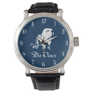 Portret van Leonardo Da Vinci Horloge