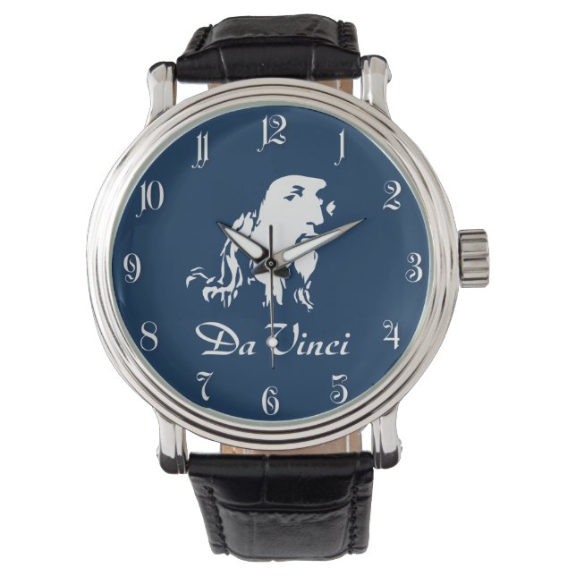 Portret van Leonardo Da Vinci Horloge (Voorkant)