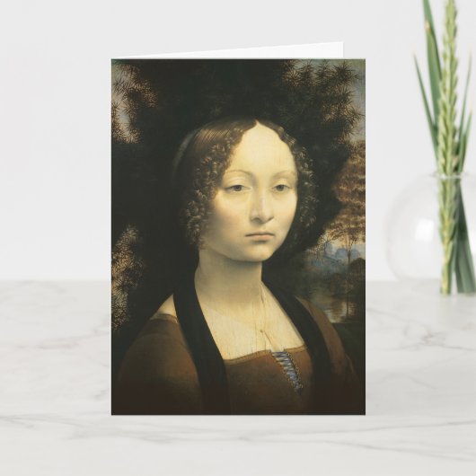 Portret van Leonardo da Vinci van Ginevra Benci Kaart (Voorkant)