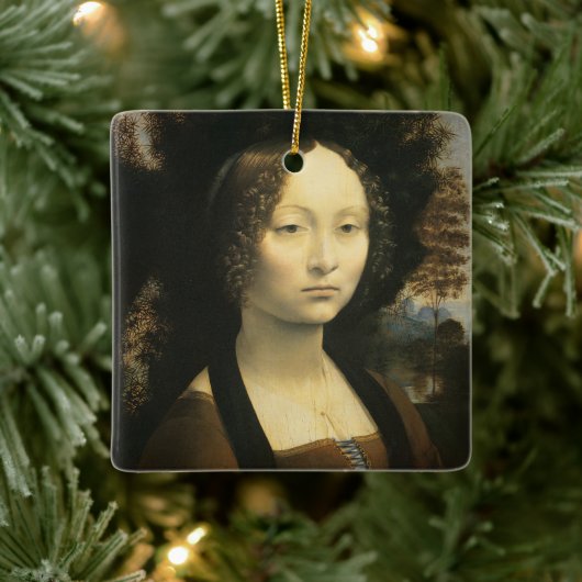 Portret van Leonardo da Vinci van Ginevra Benci Keramisch Ornament (Boom)