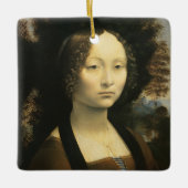 Portret van Leonardo da Vinci van Ginevra Benci Keramisch Ornament (Voorkant)