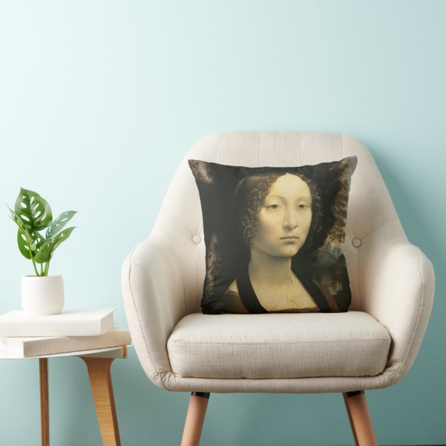 Portret van Leonardo da Vinci van Ginevra Benci Kussen (Stoel)