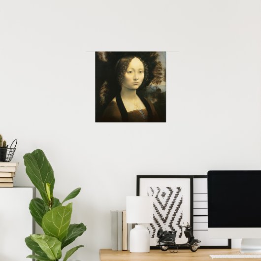 Portret van Leonardo da Vinci van Ginevra Benci Poster (Thuiskantoor)