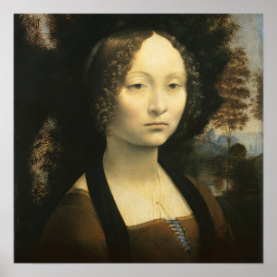 Portret van Leonardo da Vinci van Ginevra Benci Poster