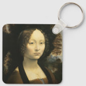 Portret van Leonardo da Vinci van Ginevra Benci Sleutelhanger (Achterkant)