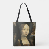 Portret van Leonardo da Vinci van Ginevra Benci Tote Bag (Achterkant)