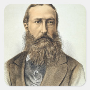 Portret van Leopold II (1835-1909), koning van Bel Vierkante Sticker