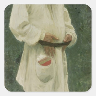 Portret van Lev Tolstoy 1901 Vierkante Sticker