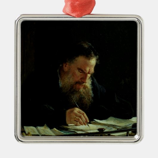 Portret van Lev Tolstoy Metalen Ornament (Voorkant)