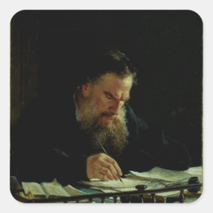 Portret van Lev Tolstoy Vierkante Sticker