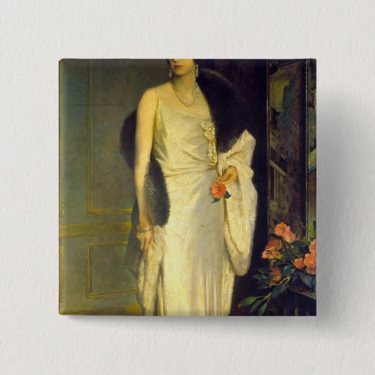 Portret van Loelia, Duchess of Westminster Vierkante Button 5,1 Cm (Voorkant)