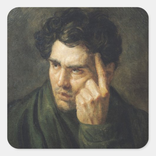 Portret van Lord Byron Vierkante Sticker (Voorkant)