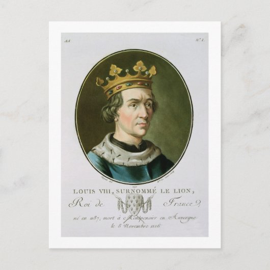 Portret van Louis VIII, Le Lion, koning van Briefkaart (Voorkant)
