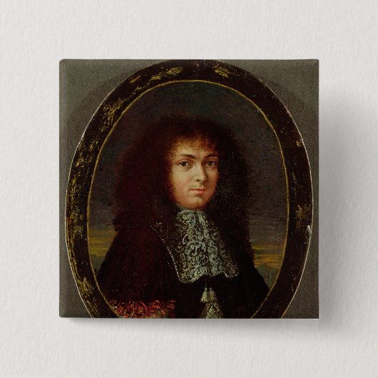 Portret van Louis XIV Vierkante Button 5,1 Cm (Voorkant)