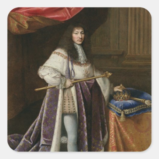 Portret van Louis XIV Vierkante Sticker (Voorkant)