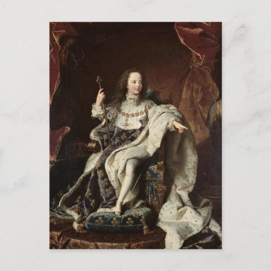 Portret van Louis XV in Robes van de Kroning, 1715 Briefkaart (Voorkant)