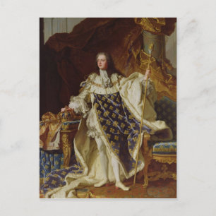 Portret van Louis XV in zijn Coronation Robes Briefkaart