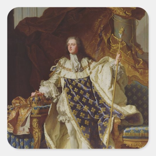 Portret van Louis XV in zijn Coronation Robes Vierkante Sticker (Voorkant)