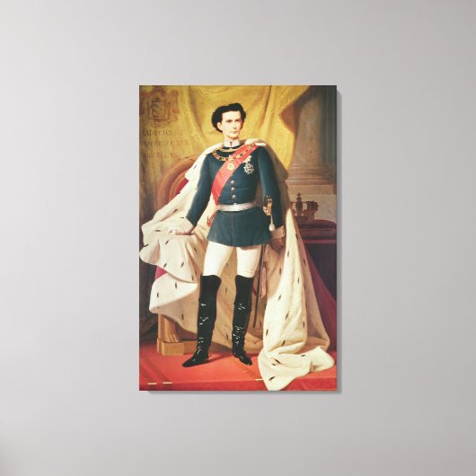 Portret van Ludwig II van Beieren in uniform Canvas Afdruk (Voorkant)