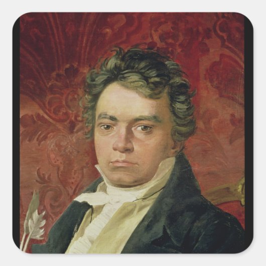 Portret van Ludwig Van Beethoven Vierkante Sticker (Voorkant)