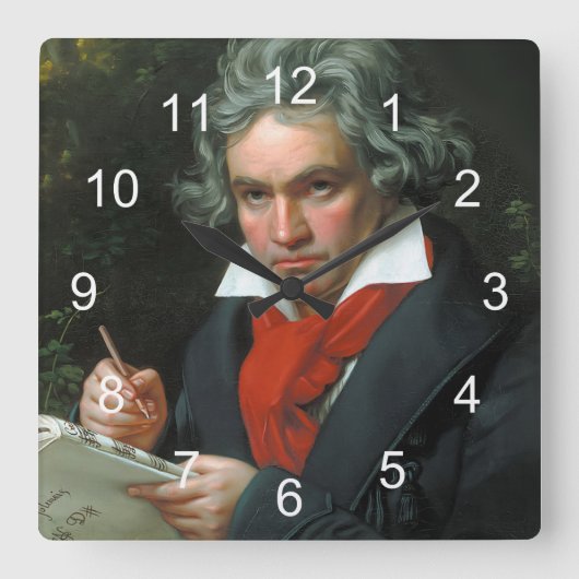 Portret van Ludwig von Beethoven Vierkante Klok (Voorkant)