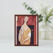 Portret van Lunia Czechowska met ventilator Briefkaart (Staand voorkant)