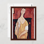 Portret van Lunia Czechowska met ventilator Briefkaart (Voorkant / Achterkant)