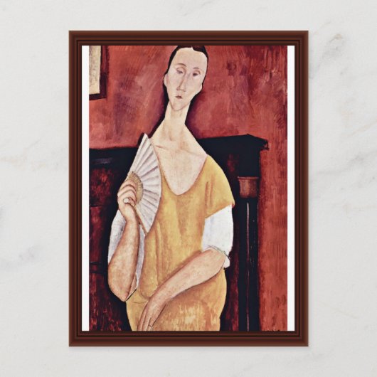 Portret van Lunia Czechowska met ventilator Briefkaart (Voorkant)