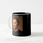 Portret van Machiavelli 1 Tweekleurige Koffiemok (Voorkant links)