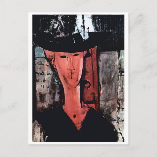 Portret van Madam Pompadour, Modigliani Briefkaart (Voorkant)