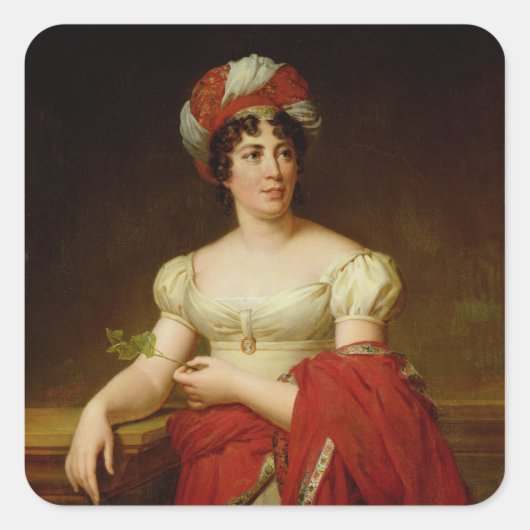 Portret van Madame de Stael Vierkante Sticker (Voorkant)