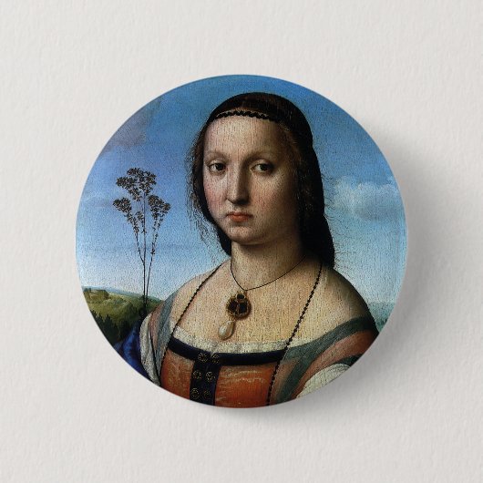Portret van Maddalena Doni door Raphael Sanzio Ronde Button 5,7 Cm (Voorkant)