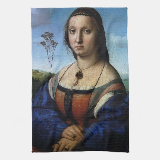Portret van Maddalena Doni door Raphael Sanzio Theedoek (Verticaal)