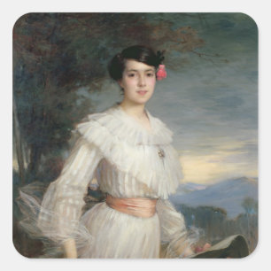 Portret van Madeleine Reclus, 1902 Vierkante Sticker