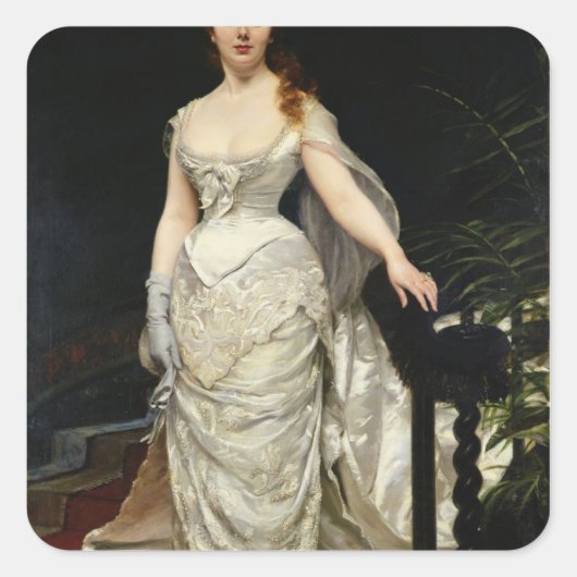 Portret van Mademoiselle X, 1873 Vierkante Sticker (Voorkant)