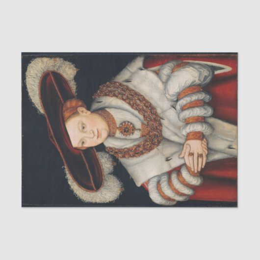 Portret van Magdalena van Saksen door Lucas Cranac Tissuepapier (Voorkant)