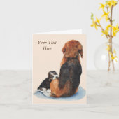 Portret van mama hond met zeer schattige beagle pu kaart (Gele Bloem)