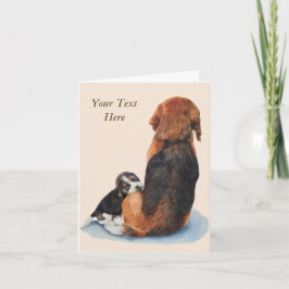 Portret van mama hond met zeer schattige beagle pu kaart