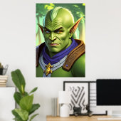 Portret van man of elf hybride | AI Art. Poster (Thuiskantoor)