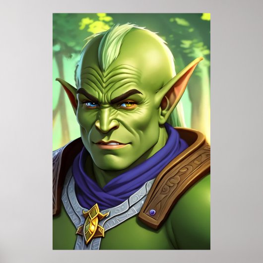 Portret van man of elf hybride | AI Art. Poster (Voorkant)