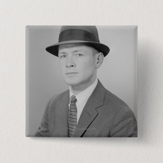 Portret van Man Vierkante Button 5,1 Cm (Voorkant)
