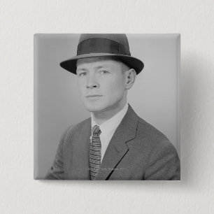 Portret van Man Vierkante Button 5,1 Cm