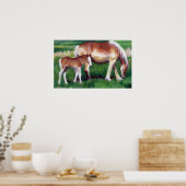 Portret van Mare en Foal Horse Poster (Keuken)