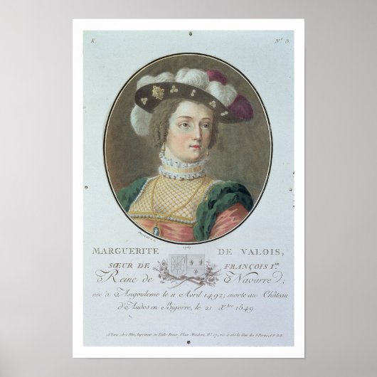 Portret van Marguerite de Valois (1492-1549), 1787 Poster (Voorkant)