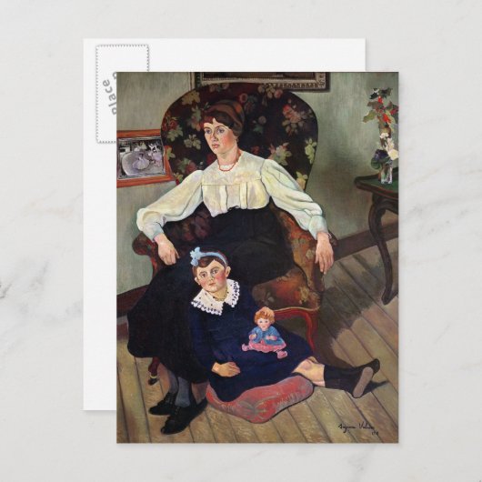 Portret van Marie Coca en haar dochter, 1913 Briefkaart (Voorkant / Achterkant)