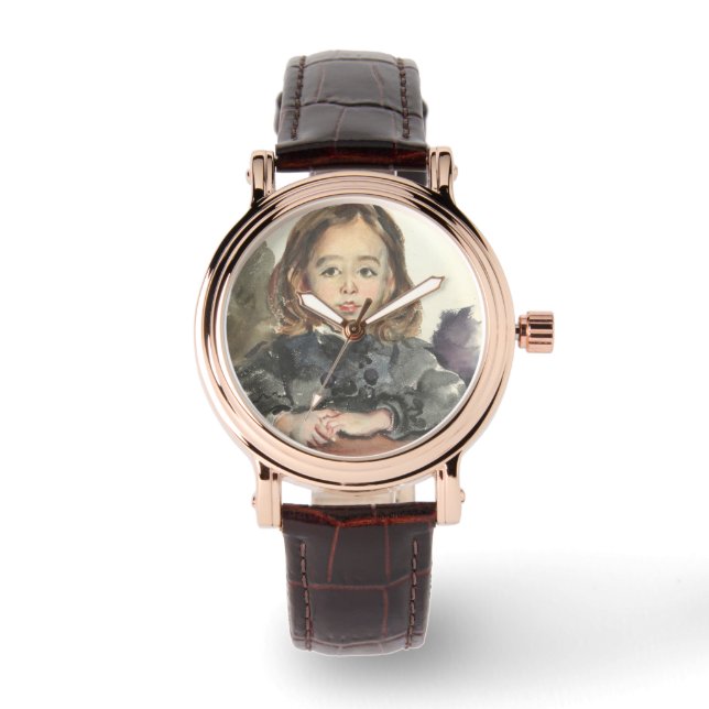Portret van Marie (Cute Young Girl) Horloge (Voorkant)